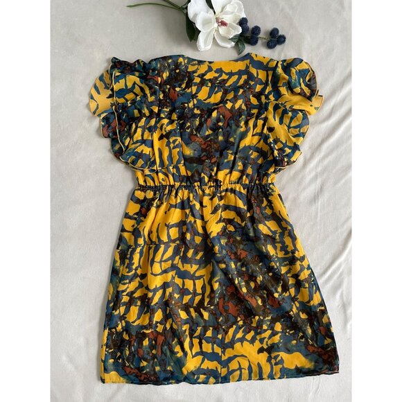 Mac + Jac Abstract Dress Flutter Sleeves Size M Whimsigoth - Picture 3 of 12